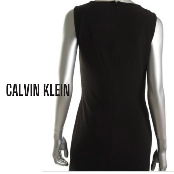 Calvin Klein Blue Green Black Shutter Pleat Colorblock Party Dress 12, NWT - Picture 2 of 2